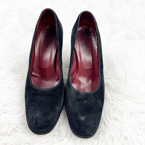 Hobbs London Round Toe Block Heel Suede Pumps Shoes - Picture 4 of 10